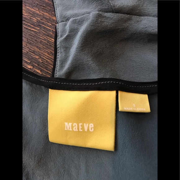 Anthropologie Green Black Maeve Colorblock Silk - Picture 8 of 8